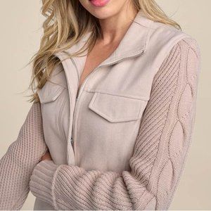 Venus Zip Jacket with Sweater Sleeves, Plus Size 24, soft faux-wool body